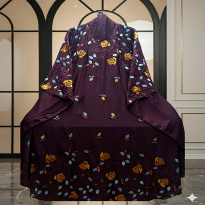 চেরী এমব্রয়ডারী আবায়া (হিজাবসহ)