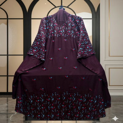 চেরী এমব্রয়ডারী আবায়া (হিজাবসহ)